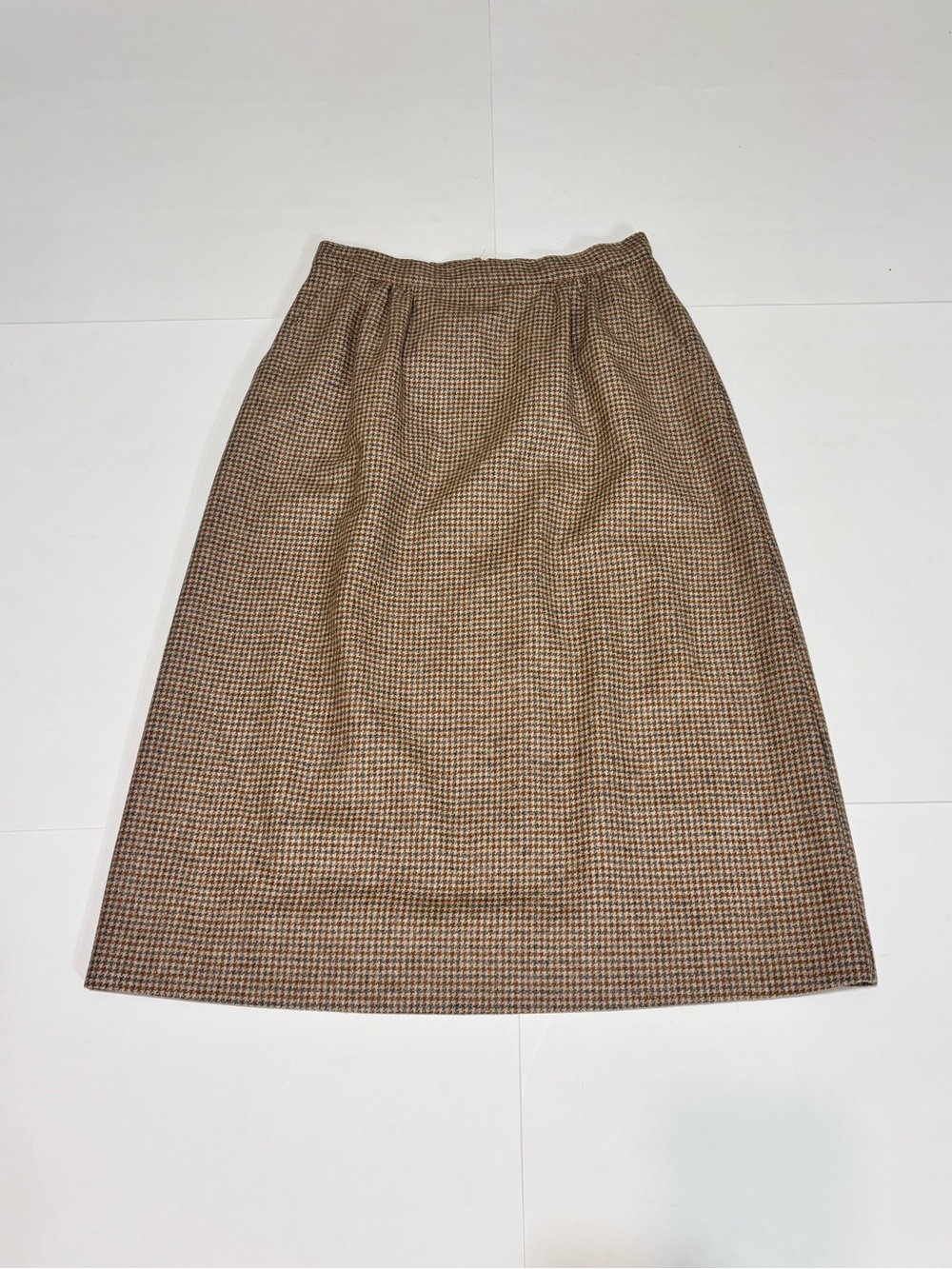 EjE Classic Brown Houndstooth Midi Skirt